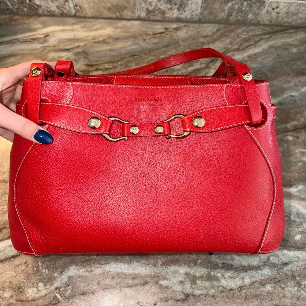 Kate Spade Red Shoulder Bag with Gold Accents